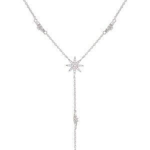 Star Drop Y Shaped Lariat Necklace Plated with 14K Rose Gold/White Gold